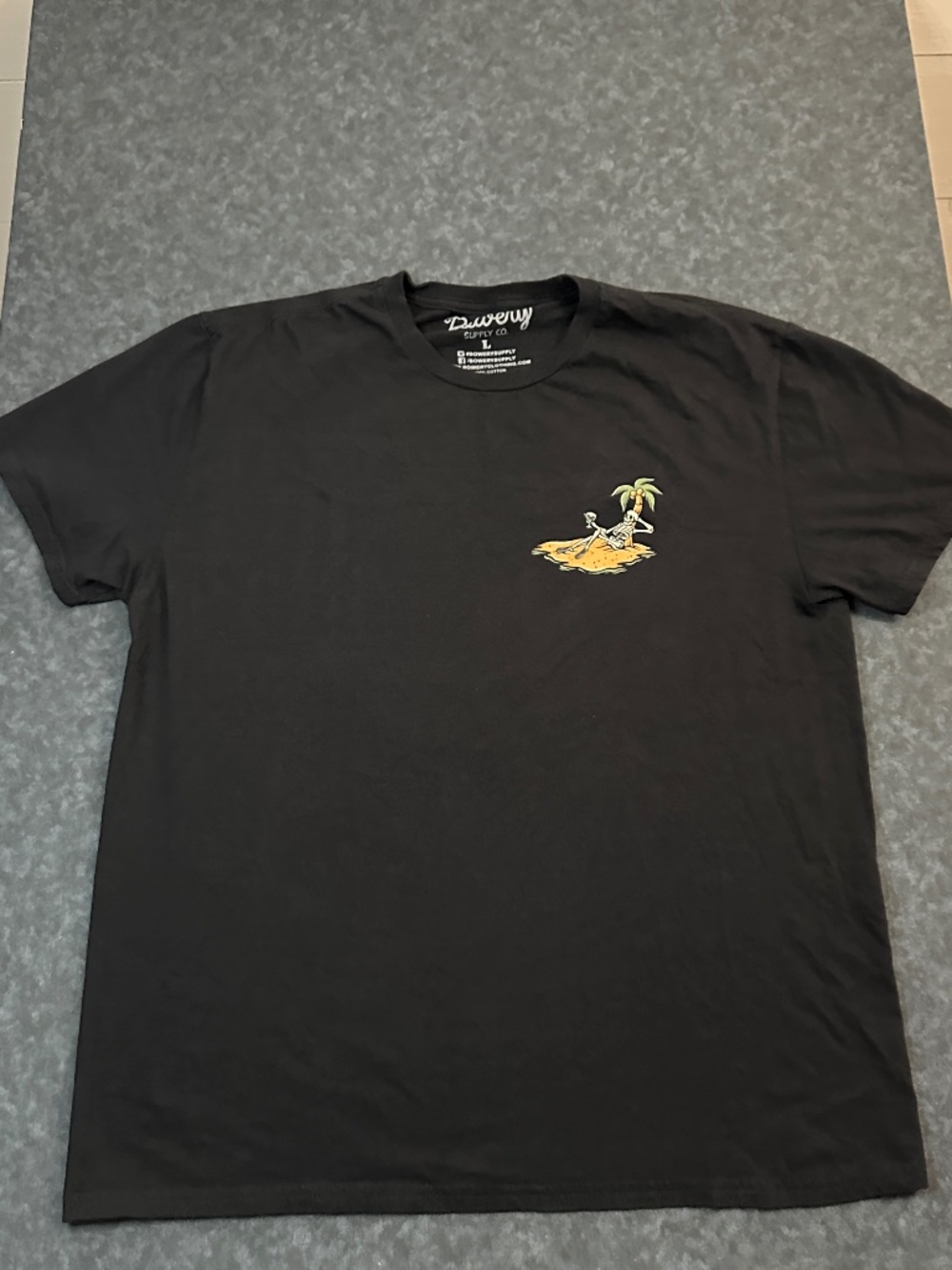 Bowery Supply Co. Easy Does It Skeleton Palm Tree Graphic Black T Shirt Size L